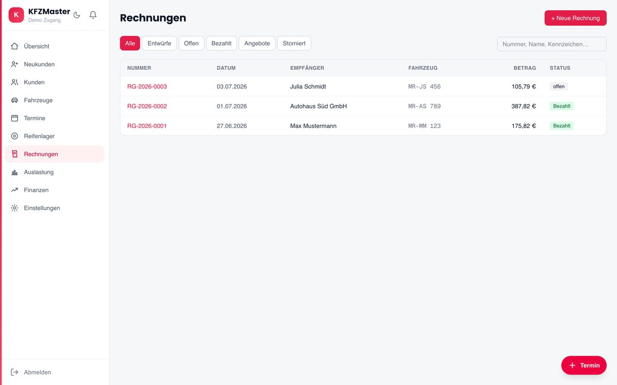 Rechnungs-Tool — Rechnungsübersicht der Werkstatt-Software